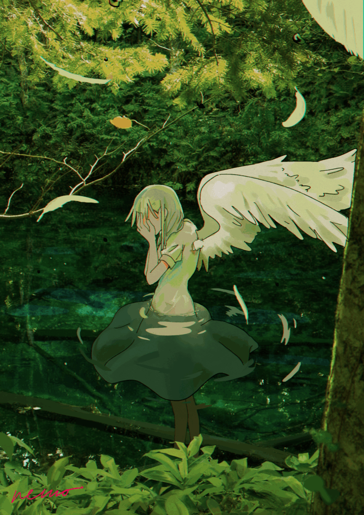 写真とイラストを合成をした作品。