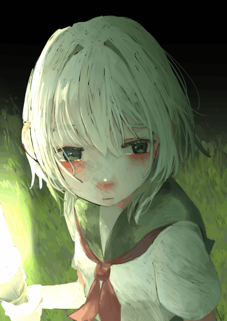 濃霧の中をさまよう少女のイラスト２