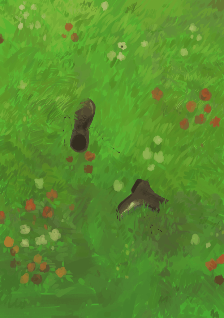 誰かが捨てていった靴のイラスト